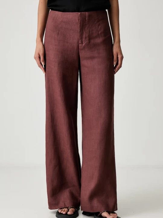 Zdjęcie produktu Bardot spodnie culottes damskie lniane DOMENICA bordowy