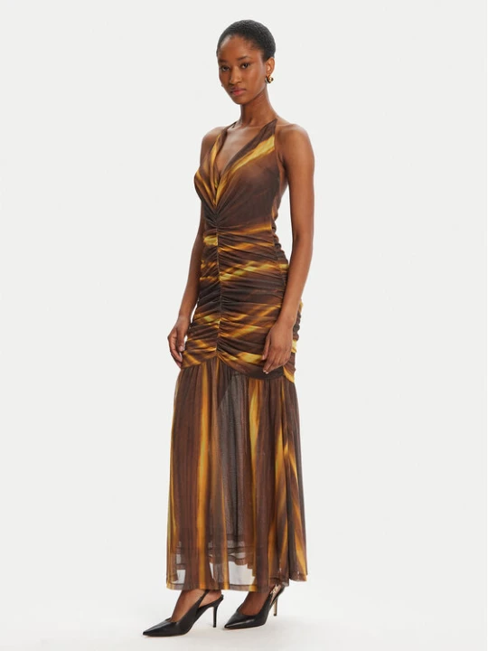 Zdjęcie produktu Bardot Sukienka koktajlowa Aries Mesh Maxi 59999DB Brązowy Slim Fit