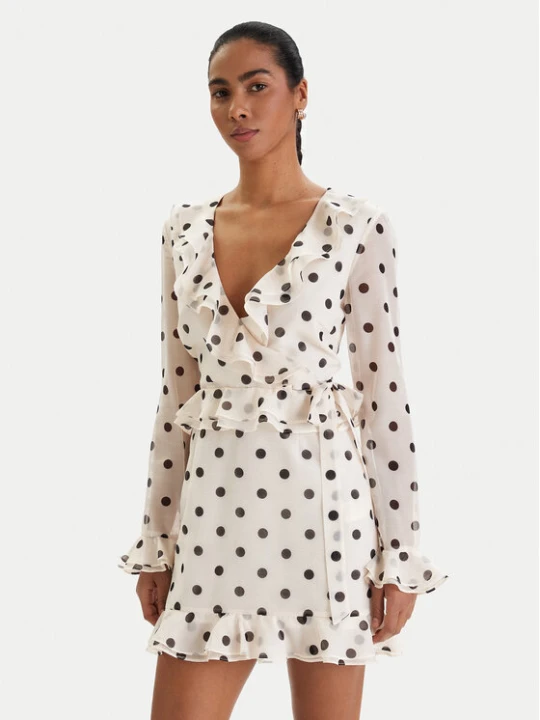 Zdjęcie produktu Bardot Sukienka koktajlowa Frill Detail 60115DB2 Écru Regular Fit Kremowy