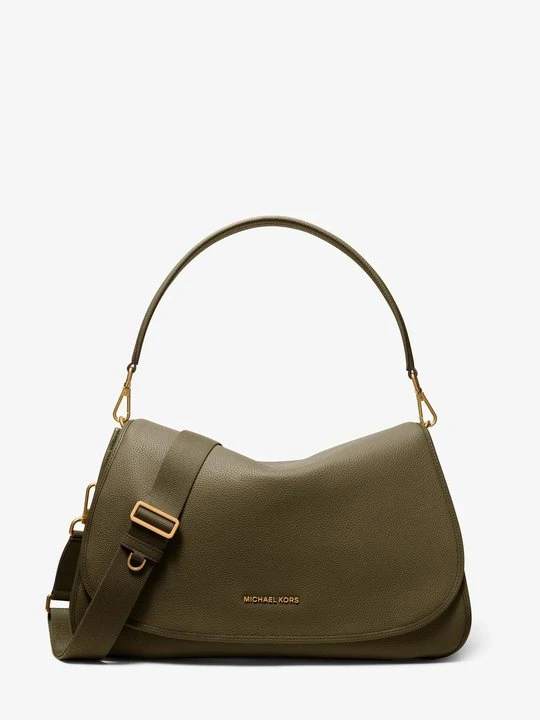 Zdjęcie produktu Bardzo duża przepinana listonoszka Holmes ze skóry groszkowej Michael Kors LODEN (Zielony)