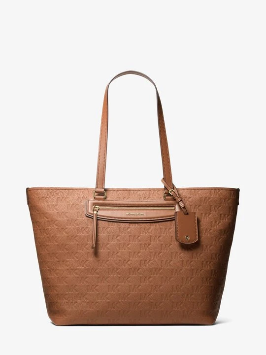 Zdjęcie produktu Bardzo duża skórzana podróżna torba tote Jet Set z wytłoczonym logo Michael Kors BRĄZOWY (Brązowy)