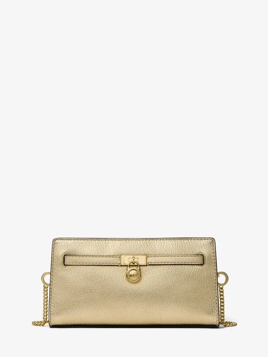 Zdjęcie produktu Bardzo mała przepinana torebka Hamilton Moderne do przewieszenia przez ramię z metalicznej skóry Michael Kors BLADOZŁOTY (Złoty)