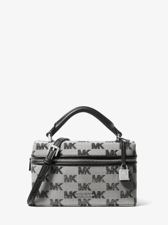 Zdjęcie produktu Bardzo mała przepinana torebka Jana do przewieszenia przez ramię z żakardowym logo Michael Kors CZARNY (Czarny)