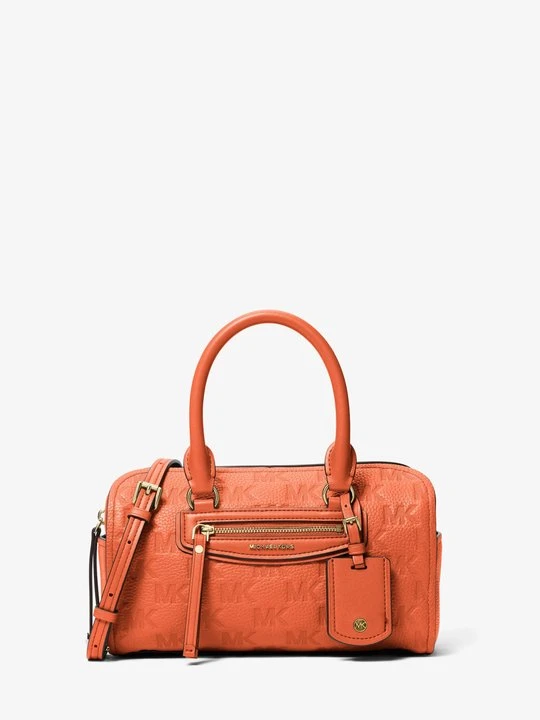 Zdjęcie produktu Bardzo mała skórzana podróżna torba Jet Set typu worek do przewieszenia przez ramię z wytłoczonym logo Michael Kors MIMOZA (Pomarańczowy)