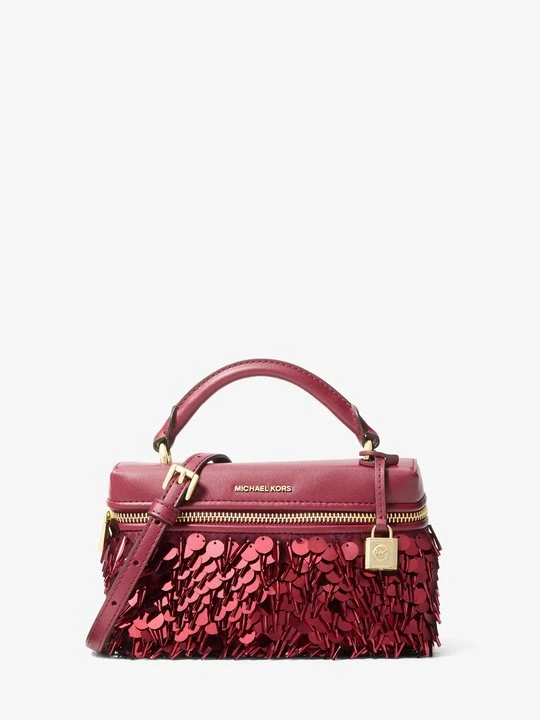Zdjęcie produktu Bardzo mała torebka do przewieszenia przez ramię Jana z ozdobnymi cekinami Michael Kors CIEMNOCZERWONY (Czerwony)