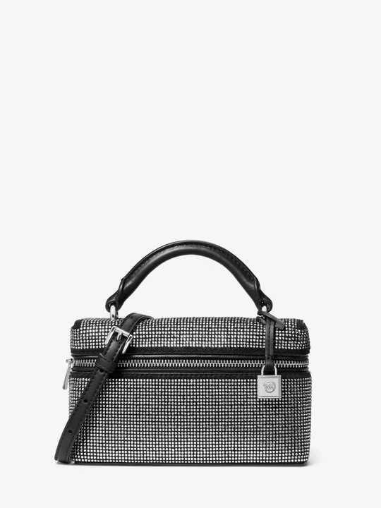 Zdjęcie produktu Bardzo mała torebka do przewieszenia przez ramię Jana ze zdobionego zamszu z odpinanym paskiem Michael Kors CZARNY (Czarny)