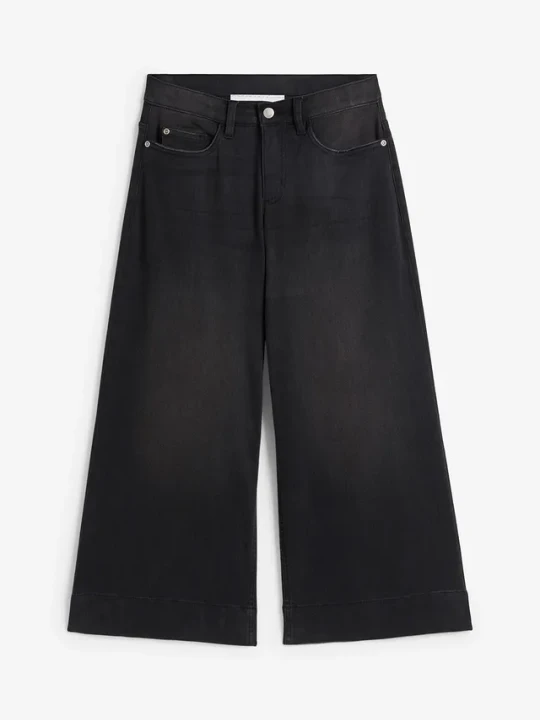 Zdjęcie produktu Bardzo miękkie jeansy 7 / 8, culotte BonPrix czarny