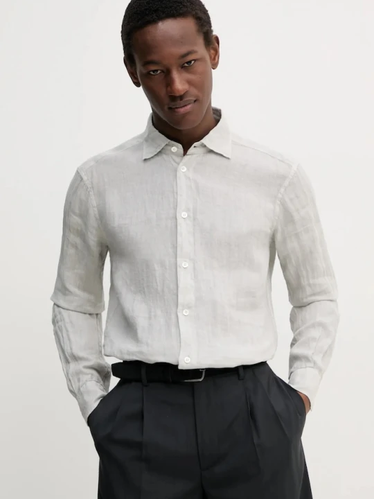 Zdjęcie produktu BARENA VENEZIA koszula lniana Camicia Mola szary