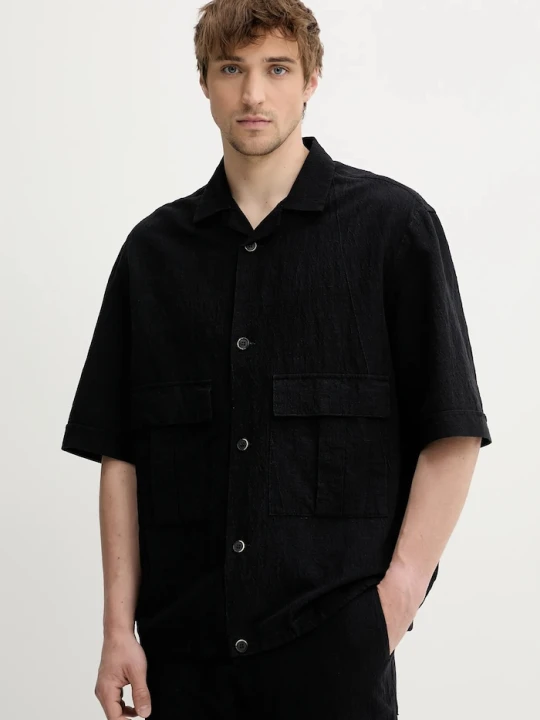 Zdjęcie produktu BARENA VENEZIA koszula z domieszką lnu Camicia Mola granatowy