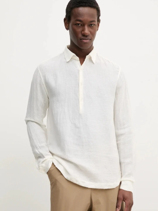 Zdjęcie produktu BARENA VENEZIA longsleeve lniany Camicia Pavan S beżowy