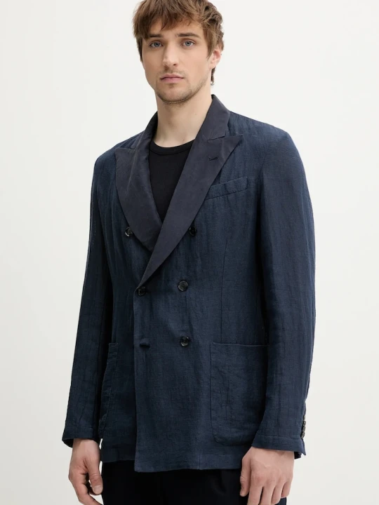 Zdjęcie produktu BARENA VENEZIA marynarka lniana Camicia Mola granatowy