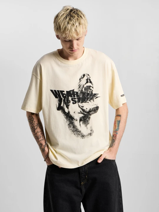 Zdjęcie produktu Bark t-shirt oversize bawełniany męski off white PROSTO.