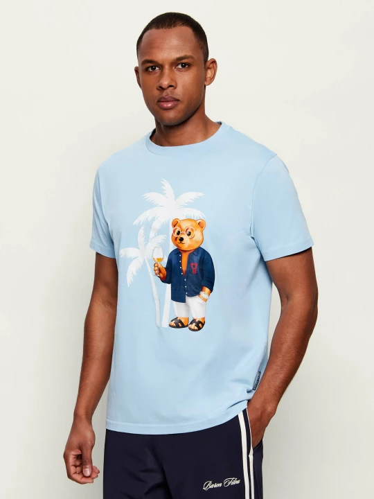 Zdjęcie produktu Baron Filou T-shirt CLXIV. PALMS | Regular Fit błękitny