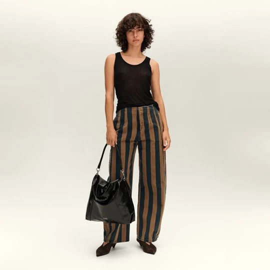 Zdjęcie produktu BARREL - Spodnie denim klamra paski jasnobrązowe BIMBA Y LOLA LIGHT BROWN