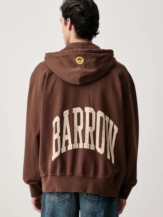 Zdjęcie produktu Barrow bluza rozpinana z kapturem bawełniana brązowy