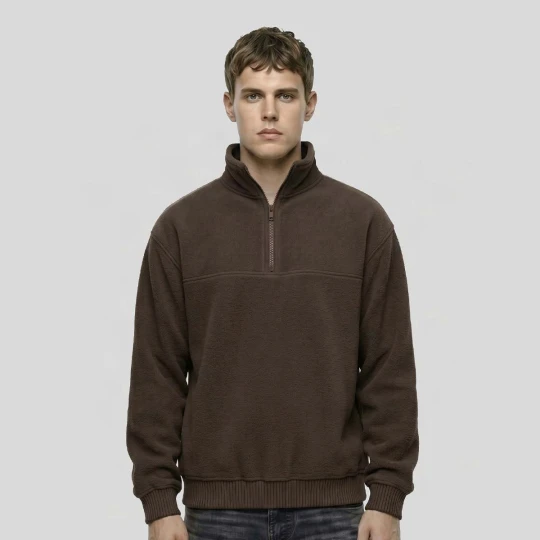 Zdjęcie produktu Basic Polar Fleece Troyer Urban Classics brązowy