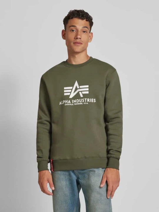Zdjęcie produktu Bluza z Nadruk z logo Model 'BASIC SWEATER' Alpha Industries Oliwkowy