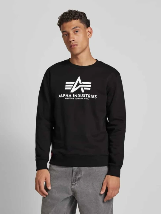 Zdjęcie produktu Bluza z Nadruk z logo Model 'BASIC SWEATER' Alpha Industries Czarny