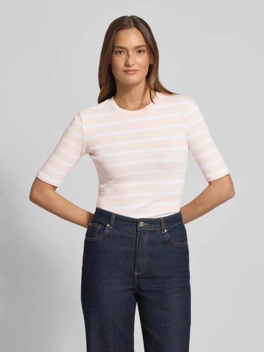 Zdjęcie produktu Basic T-Shirt w paski z dekoltem O-neck Christian Berg Écru
