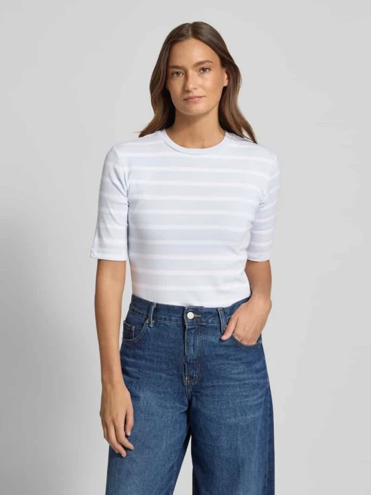Zdjęcie produktu Basic T-Shirt w paski z dekoltem O-neck Christian Berg Jasnoniebieski