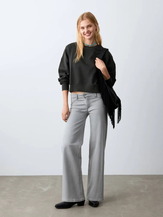 Zdjęcie produktu Bawełniana bluza crop antracytowy - Teen - MANGO TEEN