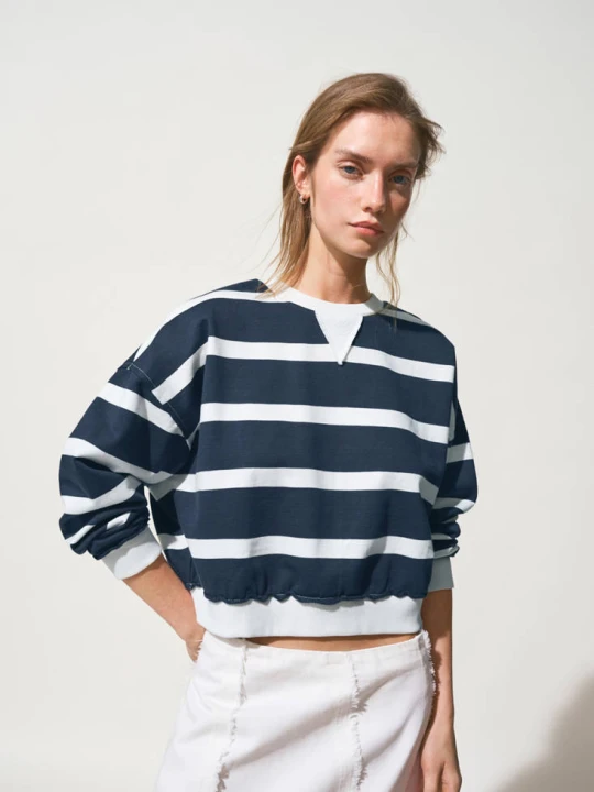 Zdjęcie produktu Bawełniana bluza w paski granatowy - Teen - MANGO TEEN