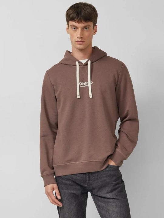 Zdjęcie produktu Bawełniana bluza z kapturem z nadrukiem logo s.Oliver brązowy