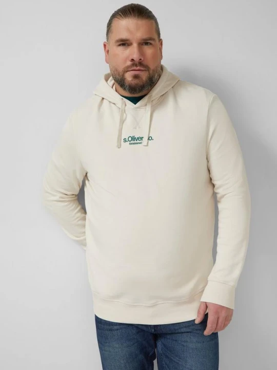 Zdjęcie produktu Bawełniana bluza z kapturem z nadrukiem logo s.Oliver kremowy