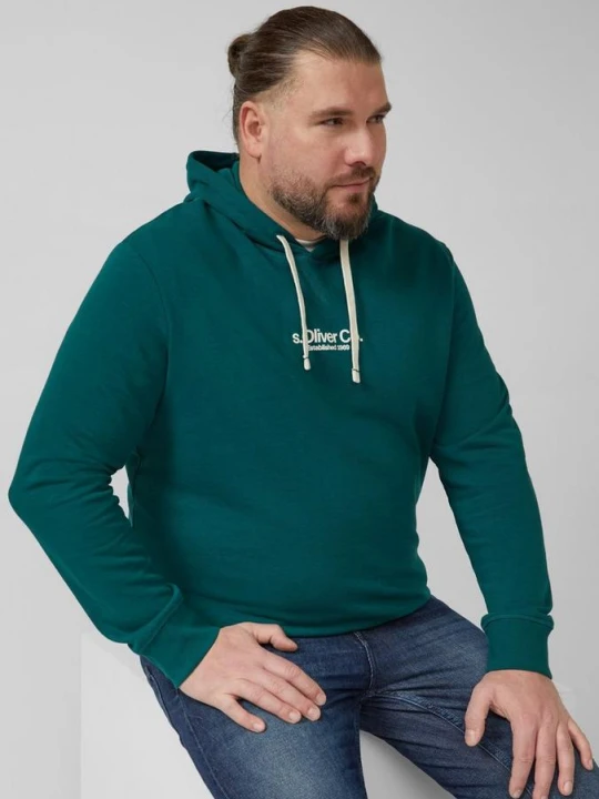 Zdjęcie produktu Bawełniana bluza z kapturem z nadrukiem logo s.Oliver zielony