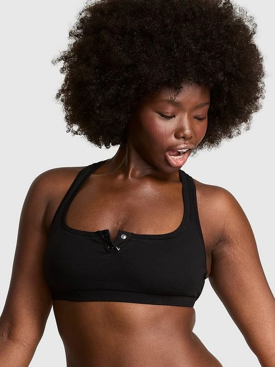 Zdjęcie produktu Bawełniana braletka z bokserkowym tyłem Victoria's Secret Czarny