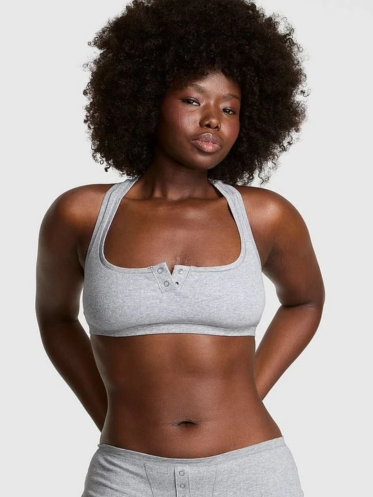 Zdjęcie produktu Bawełniana braletka z bokserkowym tyłem Victoria's Secret Szary
