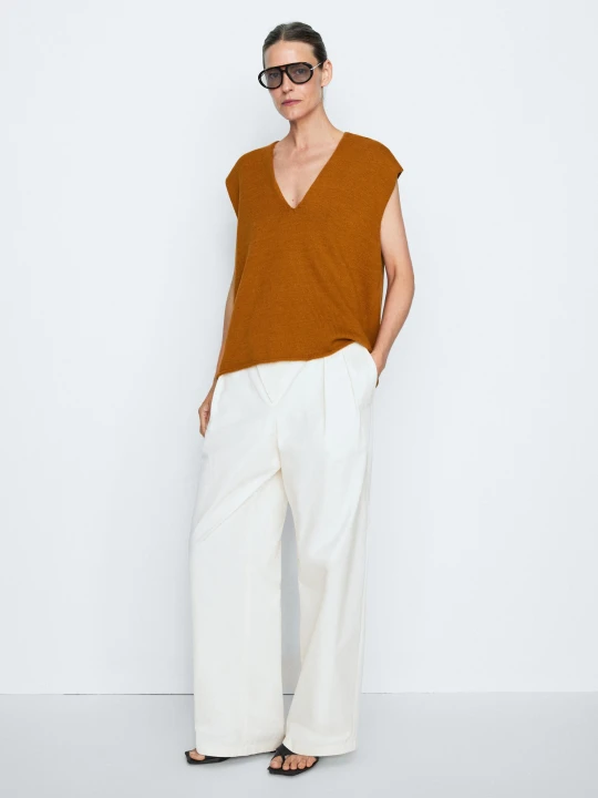 Zdjęcie produktu Bawełniana Kamizelka Z Dekoltem W Serek – Studio - Sprany - Massimo Dutti - Female