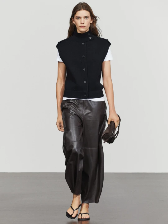 Zdjęcie produktu Bawełniana Kamizelka Ze Stójką - Granatowy - Massimo Dutti - Female