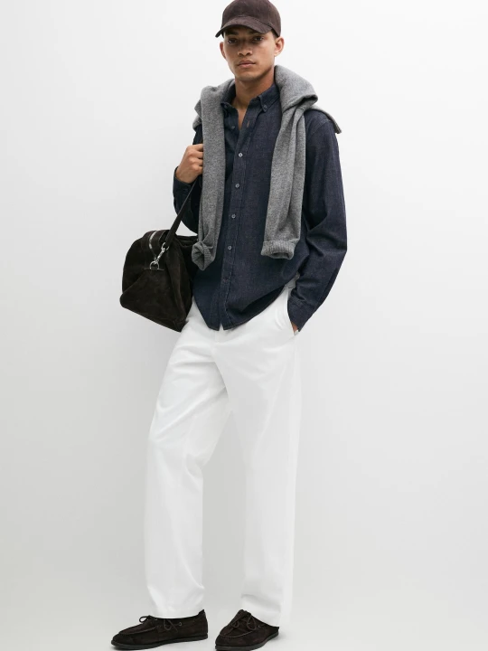 Zdjęcie produktu Koszula Denimowa Regular Fit Ze 100% Bawełny - Niebieski - Massimo Dutti - Male