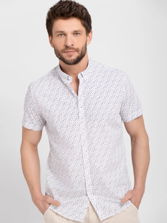 Zdjęcie produktu Bawełniana koszula z wzorem, Slim Fit, C-AMUR Volcano 100