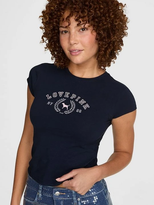 Zdjęcie produktu Bawełniana koszulka baby tee Victoria's Secret Niebieski