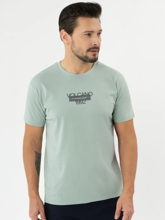 Zdjęcie produktu Bawełniana koszulka, Comfort Fit, T-CALVI Volcano Miętowy