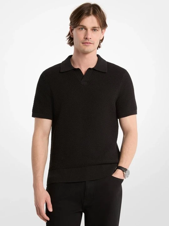 Zdjęcie produktu Bawełniana koszulka polo Johnny z teksturowaną dzianiną Michael Kors CZARNY (Czarny)