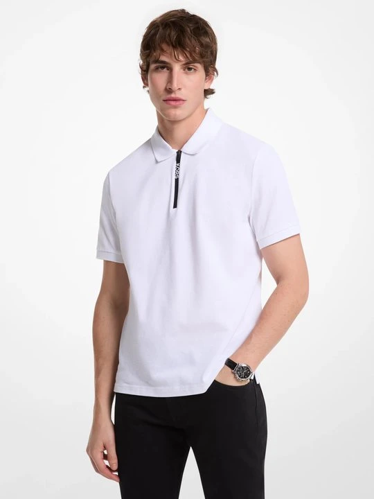 Zdjęcie produktu Bawełniana koszulka polo na zamek Michael Kors BIAŁY (Biały)