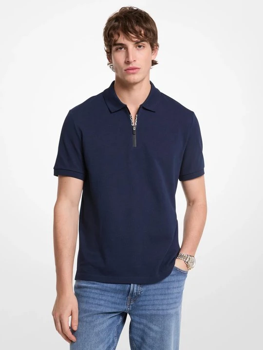Zdjęcie produktu Bawełniana koszulka polo na zamek Michael Kors PÓŁNOC (Niebieski)