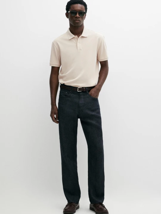 Zdjęcie produktu Bawełniana Koszulka Polo Z Piki O Drobnej Fakturze - Popielaty - Massimo Dutti - Male
