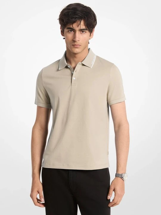 Zdjęcie produktu Bawełniana koszulka polo z wykończeniem z logo Michael Kors