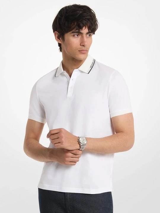 Zdjęcie produktu Bawełniana koszulka polo z wykończeniem z logo Michael Kors BIAŁY (Biały)