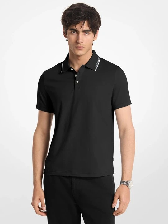Zdjęcie produktu Bawełniana koszulka polo z wykończeniem z logo Michael Kors CZARNY (Czarny)