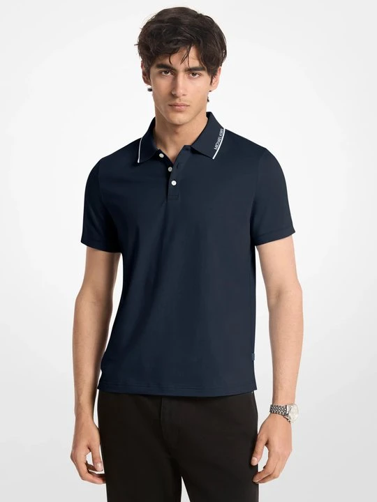 Zdjęcie produktu Bawełniana koszulka polo z wykończeniem z logo Michael Kors PÓŁNOC (Niebieski)
