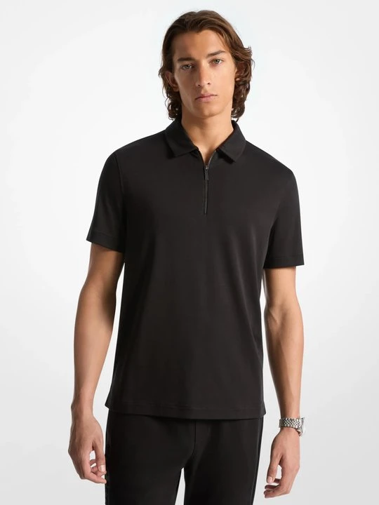 Zdjęcie produktu Bawełniana koszulka polo z zamkiem 1 / 2 Michael Kors CZARNY (Czarny)
