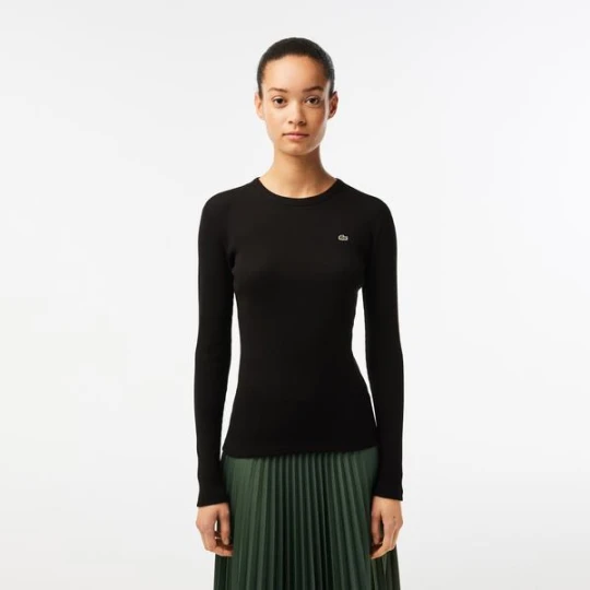 Zdjęcie produktu Bawełniana koszulka z długim rękawem w prążki Lacoste