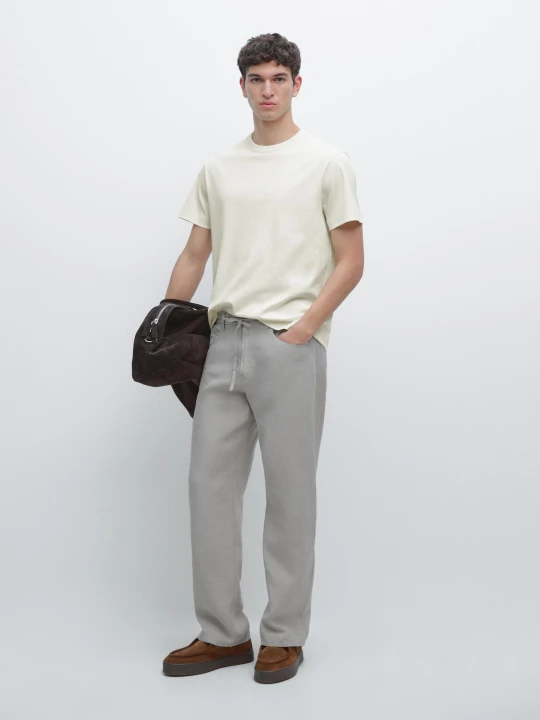 Zdjęcie produktu Bawełniana Koszulka Z Krótkim Rękawem - Zielony - - Massimo Dutti - Mężczyzna