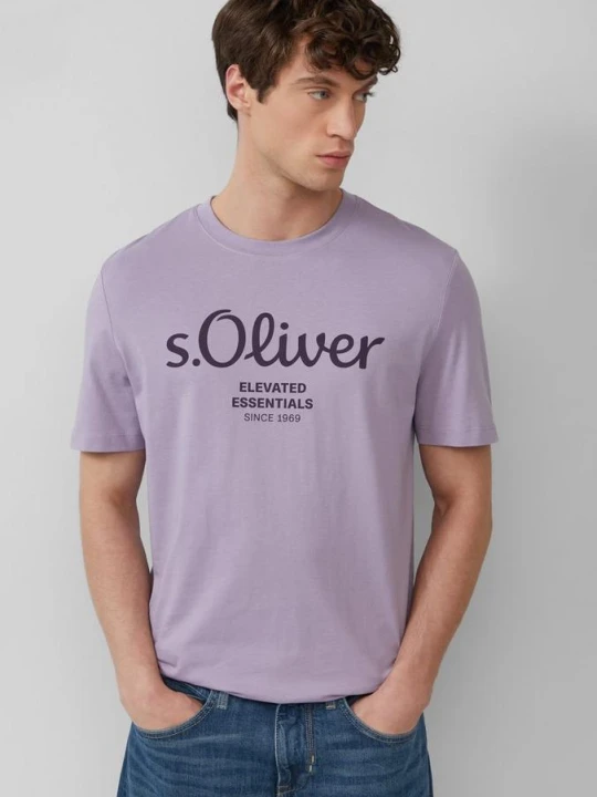 Zdjęcie produktu Bawełniana koszulka z nadrukiem logo s.Oliver fioletowy
