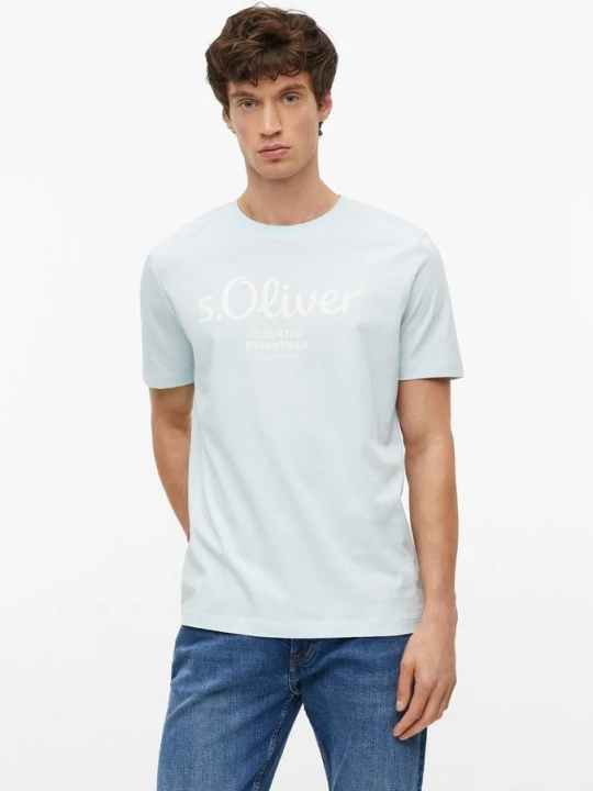Zdjęcie produktu Bawełniana koszulka z nadrukiem logo s.Oliver niebieski